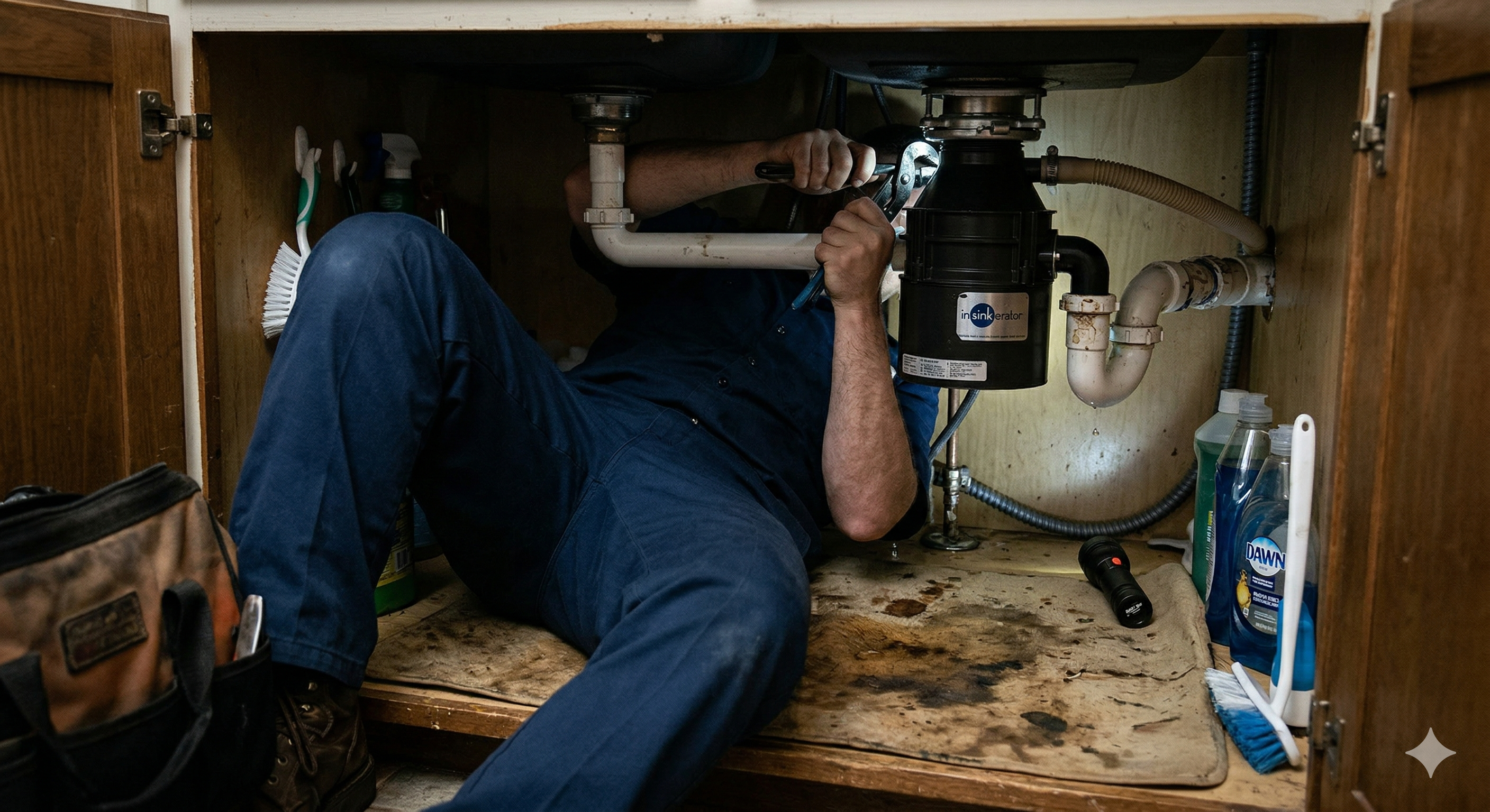 Professional plumber servicing water heater in Brandon